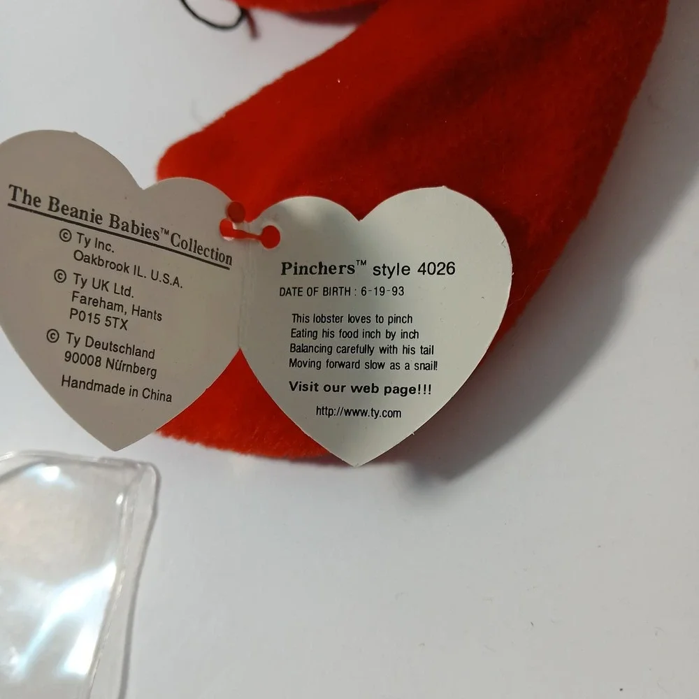 TY Beanie Baby Pinchers the Red Lobster 1993 Tag Errors Retired Nautical